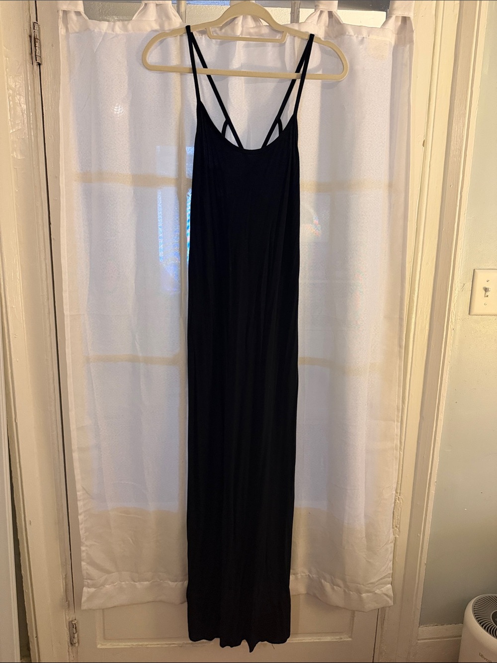 Sparkle & Fade Black Strappy Maxi Slip Dress